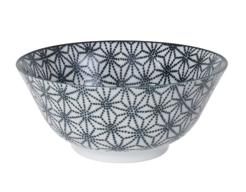 Ceramiczna miska do ramenu czarno - biała Gwiazdki 21,5 x 7 cm