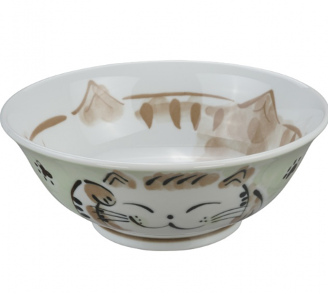 Ceramiczna miska do ramenu Kot zielona 21,5 x 7 cm